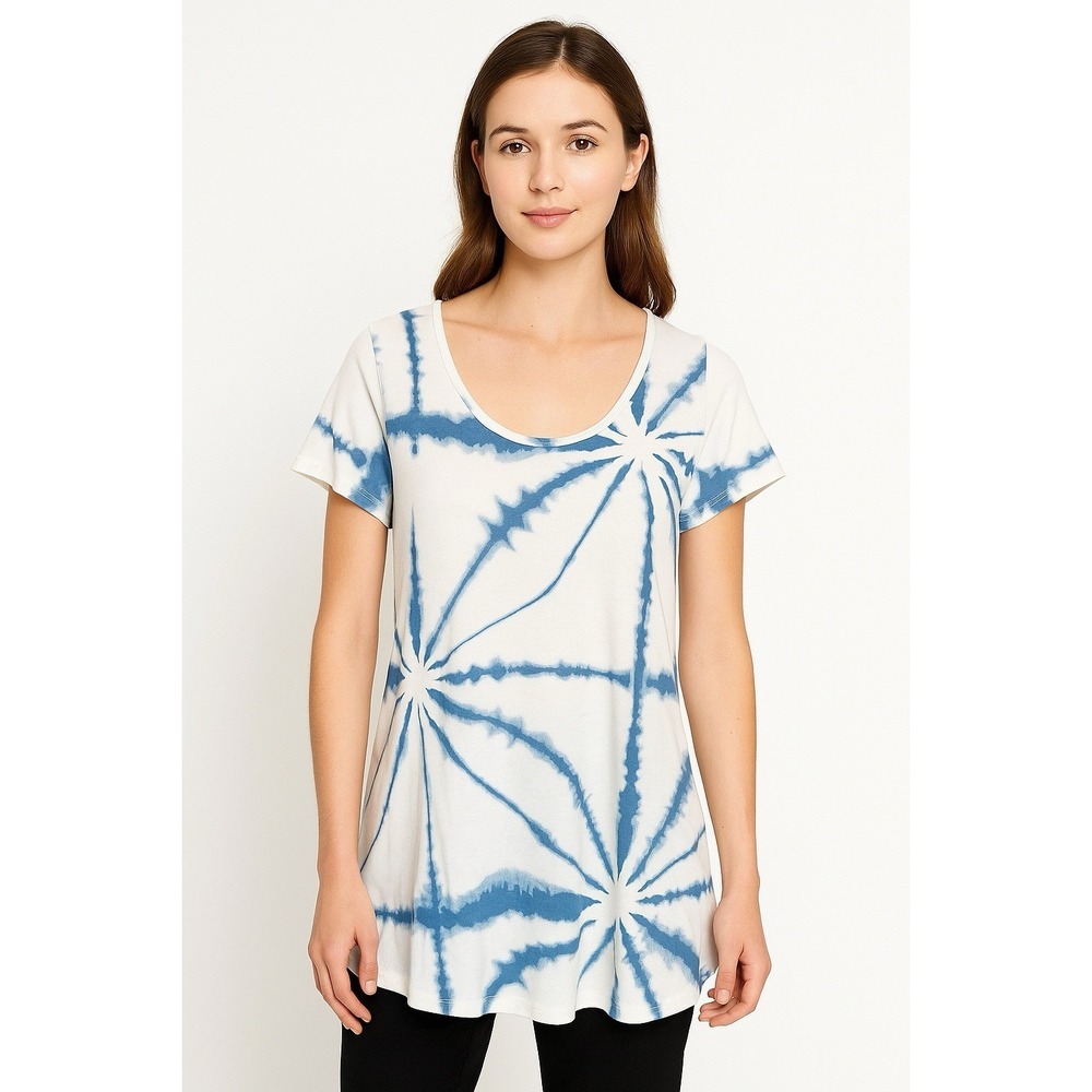 LuLaRoeClassic T Hi Lo Classic T-Shirt White/Blue Tie Dye Size XXS Casual Preppy